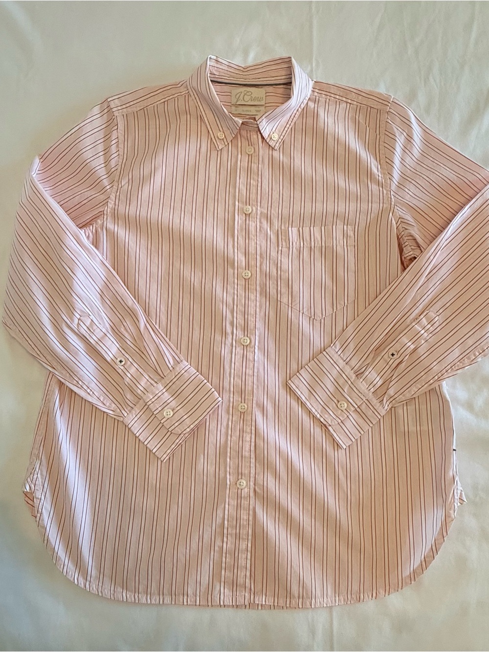 J. Crew Women’s Light Pink Striped Button-Down Shirt Size 8